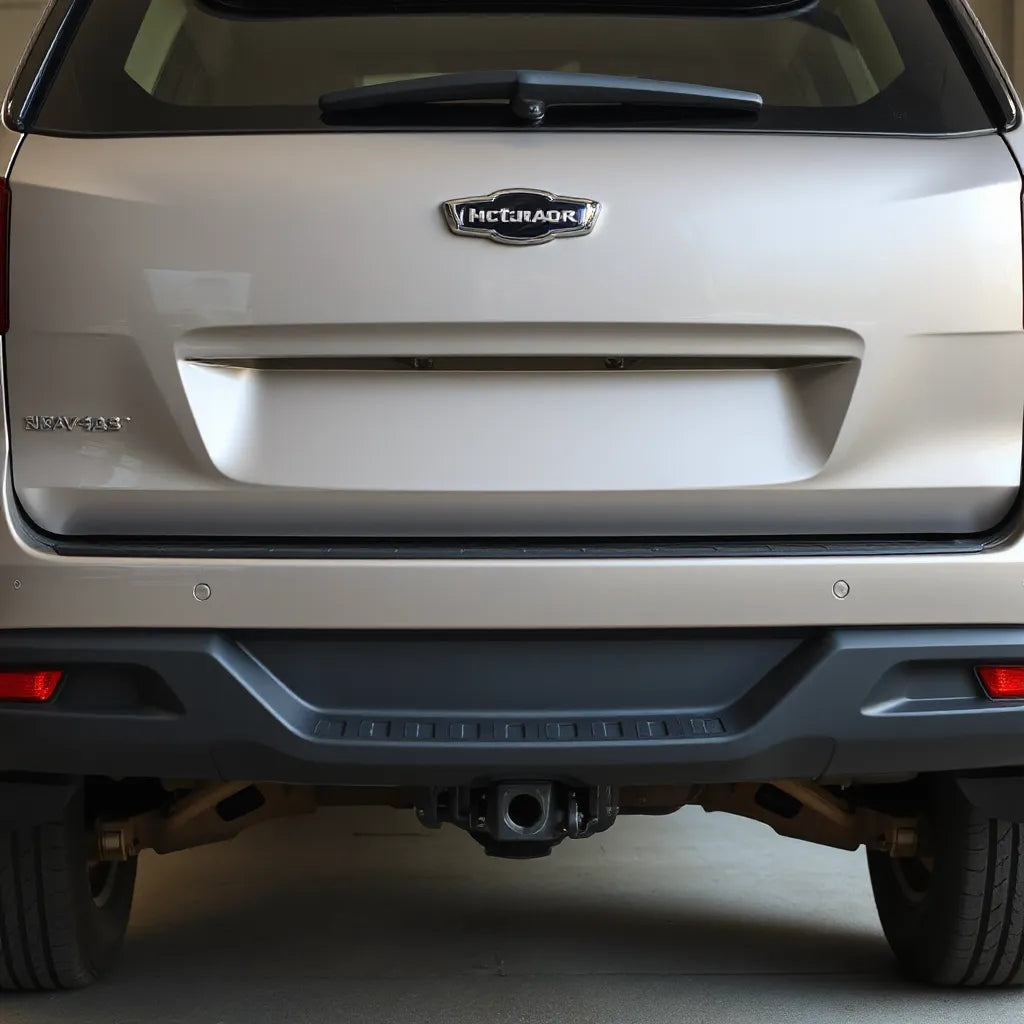 Cargo bumper protector covering an SUV rear bumper edge to prevent scuffs during loading