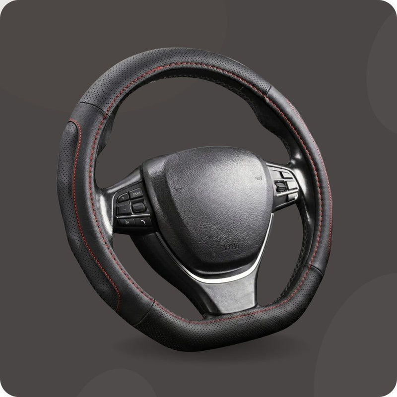 Steering Wheel Cover for Mercedes-Benz EQB SUV 2022 - Current (X243) - Black Microfiber Leather - D-Shape 38 cm