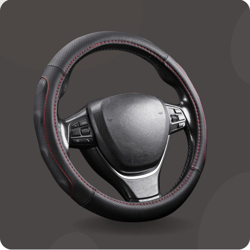 Steering Wheel Cover for Mercedes-Benz 300 Series 1986 - 1995 (W124) - Black Microfiber Leather - Circle 38 cm