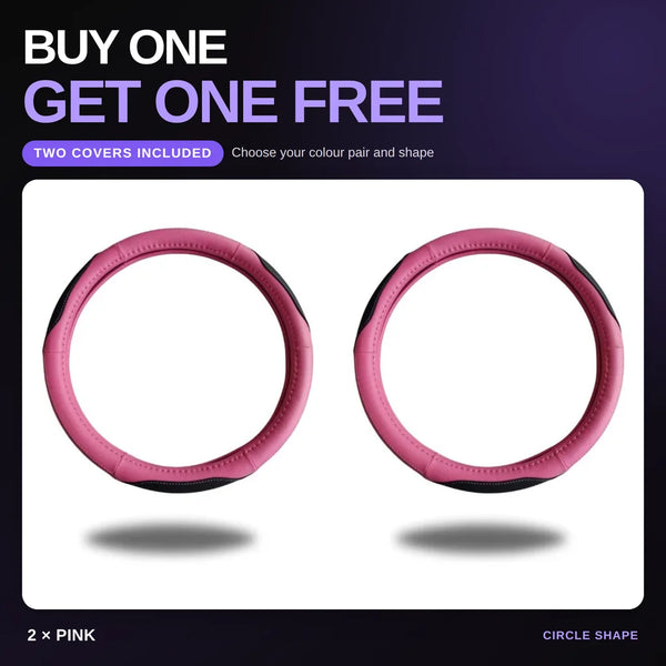 Buy one get one free: two pink circular steering wheel covers included