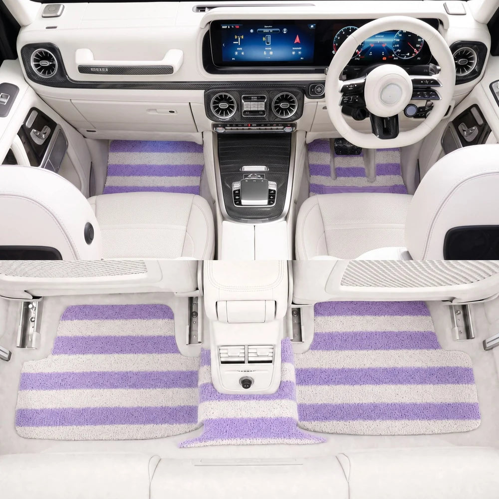 Jacaranda Wave custom floor mats fitting a front passenger and driver area